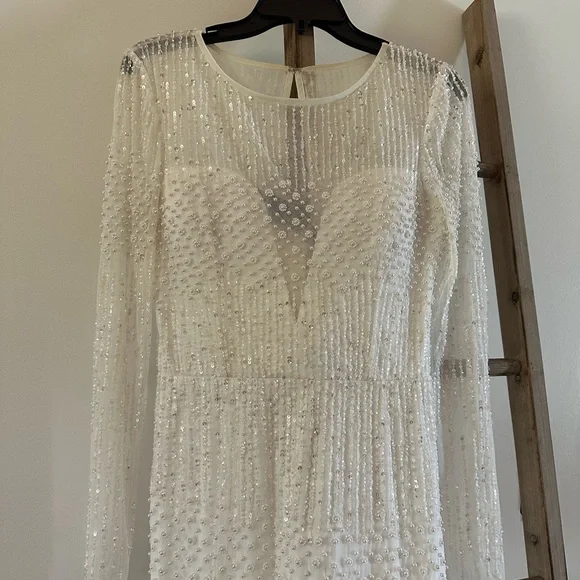 Adrianna Papell | Dresses | Long Sleeve Beaded Gown | Poshmark